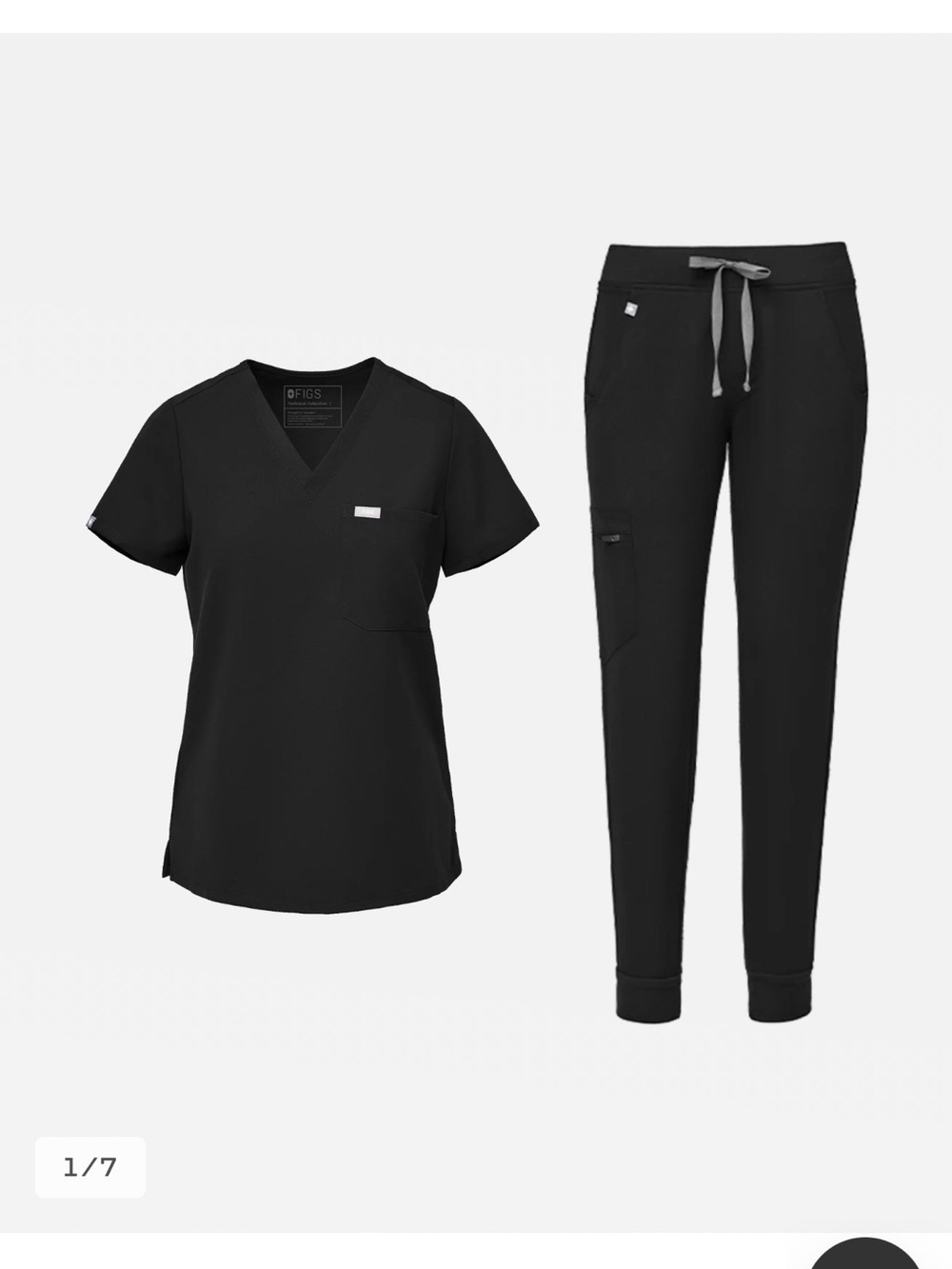 Figs Black V‑Neck Scrub Top and Jogger Pants Set